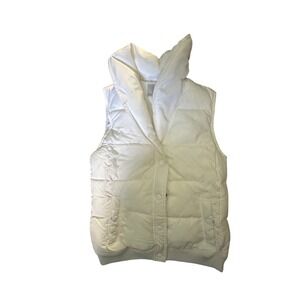 Old Navy Puffer Vest Women's White Snap Front Stand Collar‎ Size M